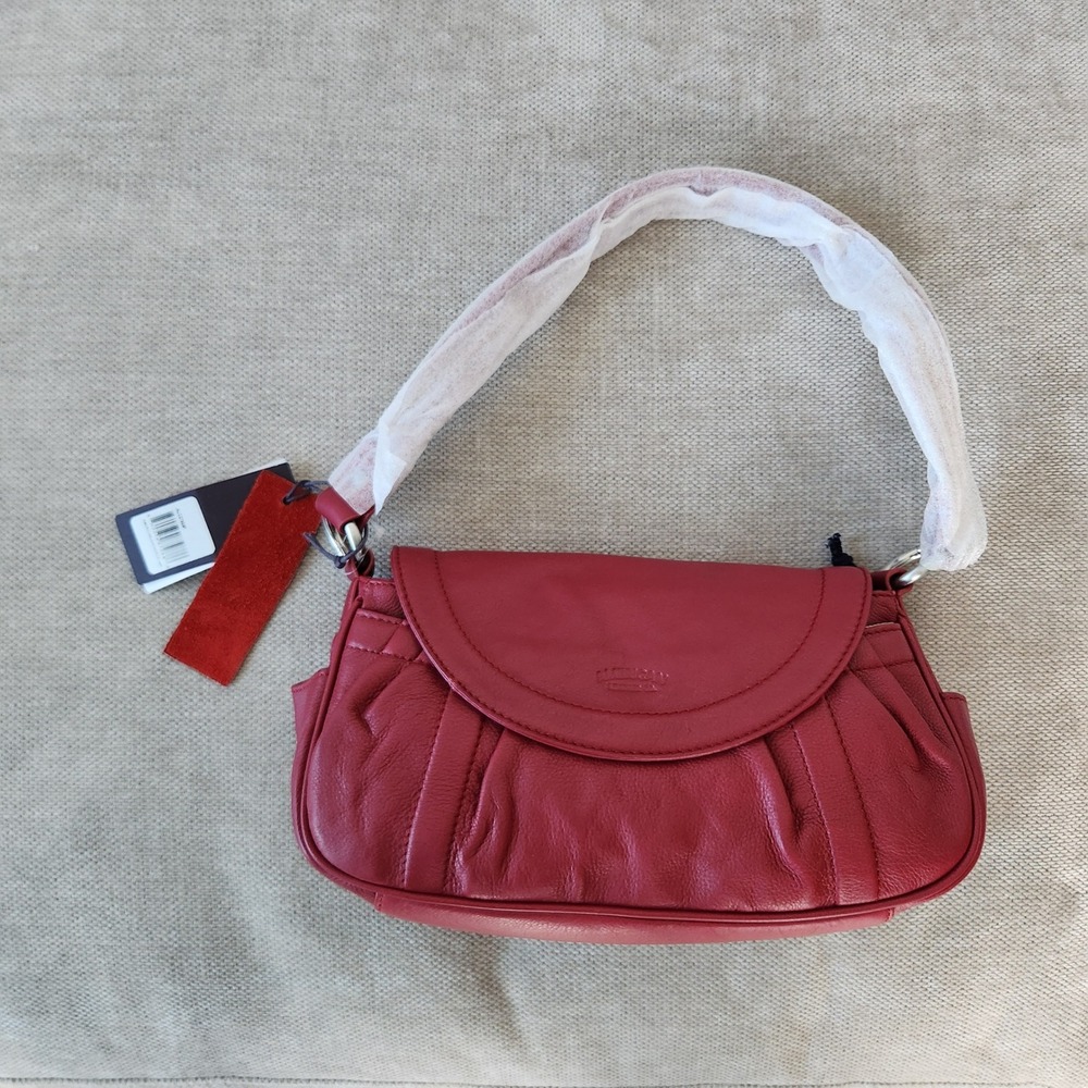 American Leather Co Red Leather Pleated Flap Shoulder Bag ALC2756SF New